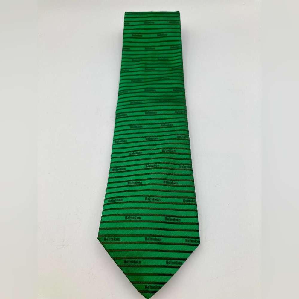 Vintage Heineken Beer All Over Print Silk Tie Oktoberfest Bartender Made Italy